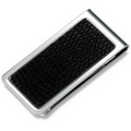 Metal Chrome Plated Money Clip w/ Black Snake Skin Pattern